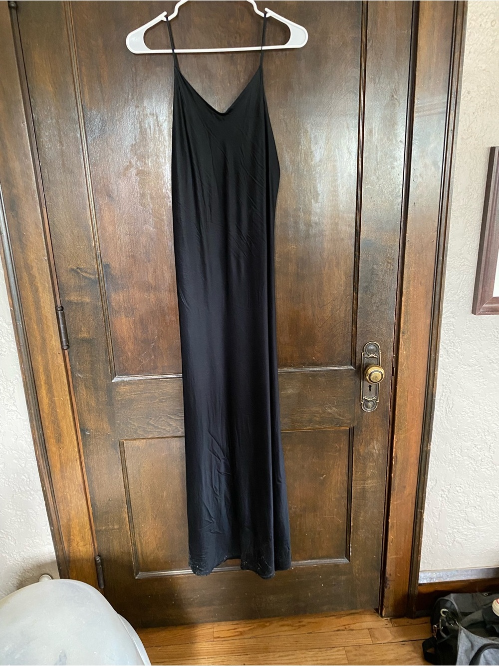 Simple Black 100% Silk Slip Maxi Dress